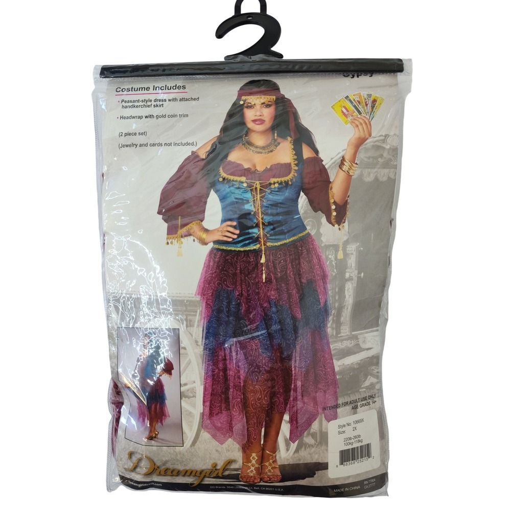 Dreamgirl Fortune Teller Gypsy Costume Dress Headwrap Plus Size 2X 10669X